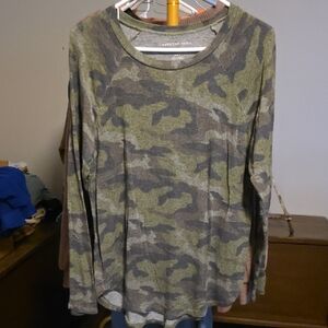 American Eagle Outfitters Camouflage Long Sleeve Top